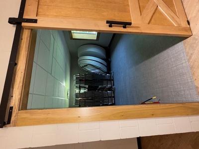 Tables/Chairs Storage Space with Beautiful Barn Door 